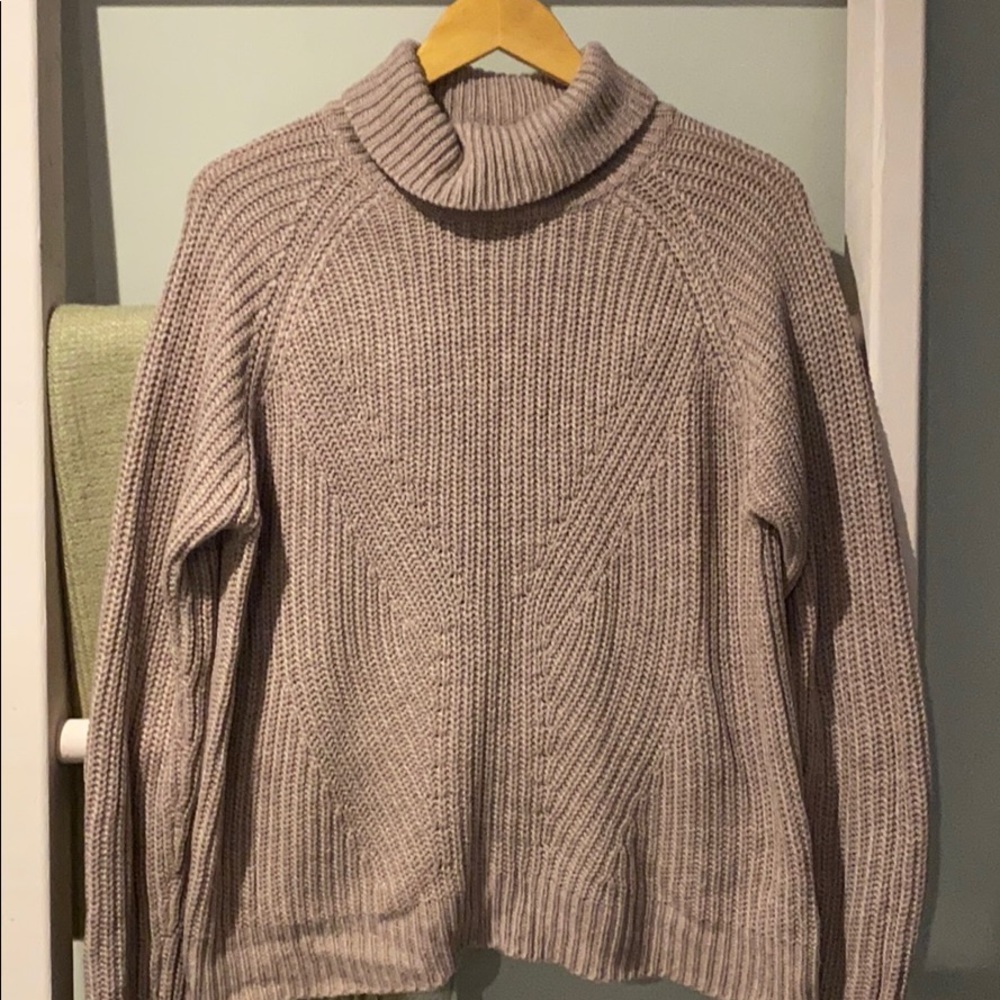 Pink Turtleneck Knit Sweater